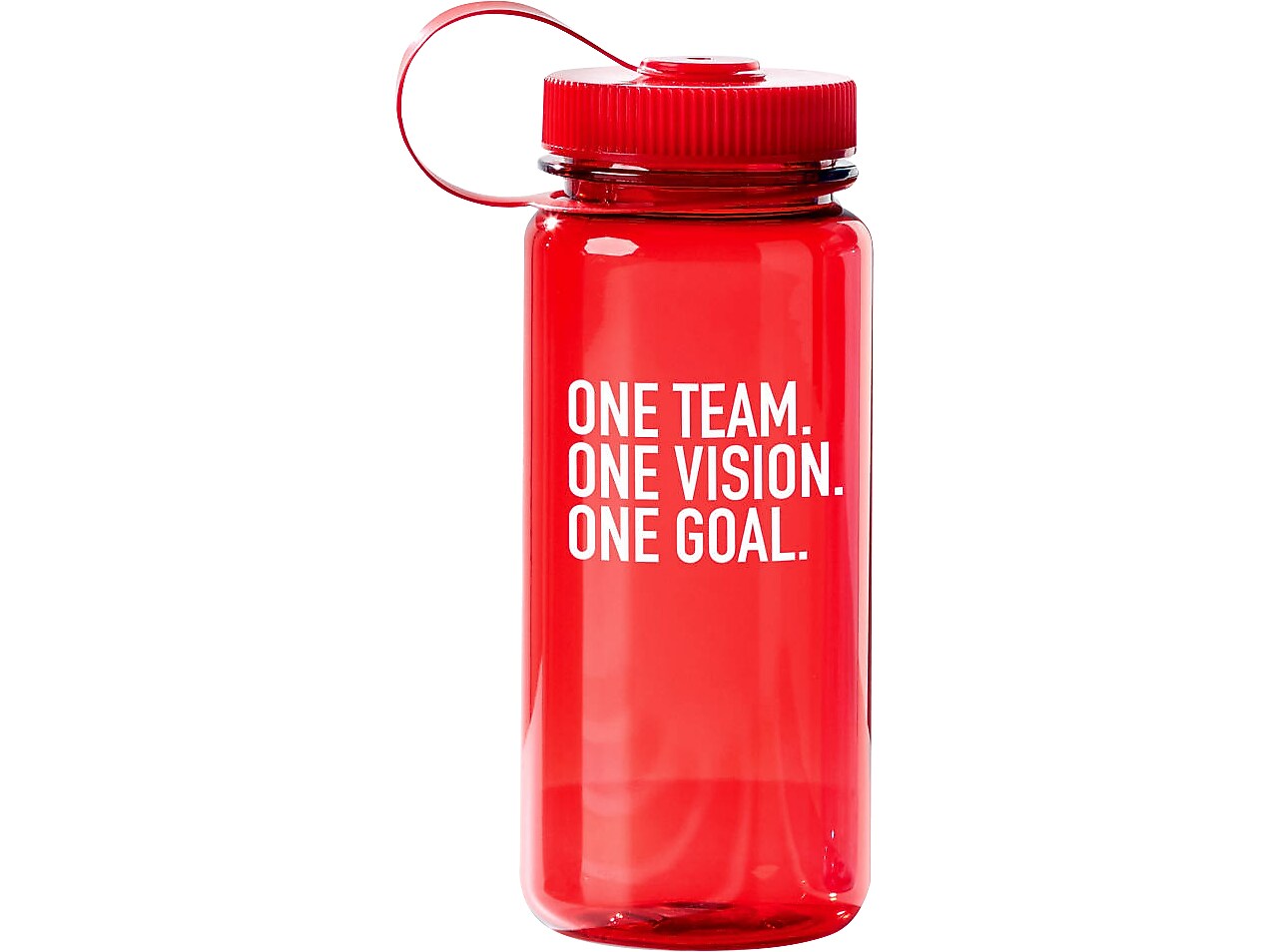 Baudville "Team, Vision, Goal" Plastic Water Bottle, 21 oz., Translucent Red/White (91586)
