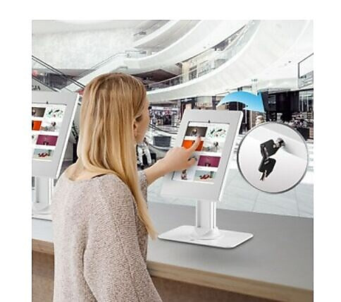 SIIG Security Lockable Countertop Kiosk Stand Holder for iPad , Kiosk , For Tablet, Stand, White (CE-MT3N11-S1)