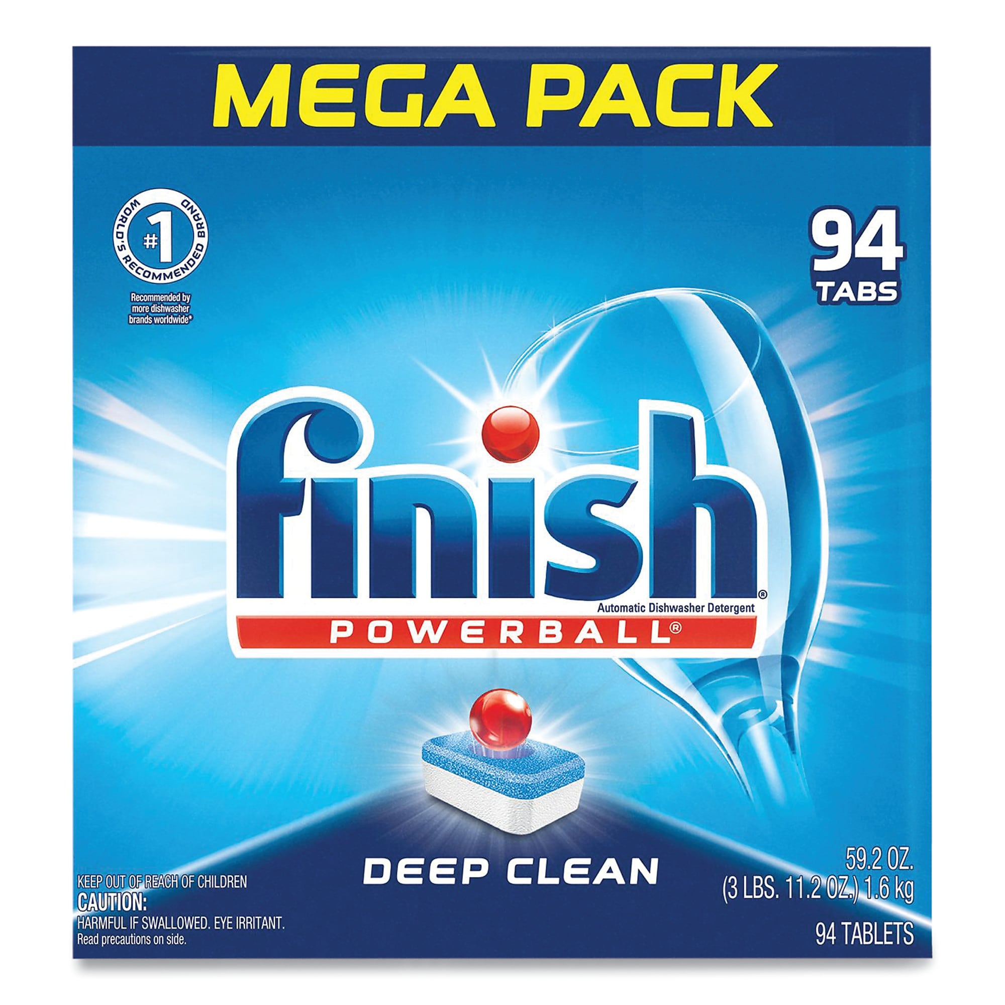 FINISH Powerball Dishwasher Tabs, Fresh Scent, 94/Box, 4 Boxes/Carton (RAC97330CT)