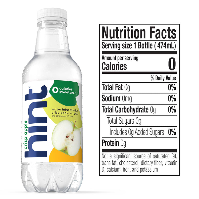 Hint Crisp Apple Flavored Water, 16 oz., 12/Carton (00104)