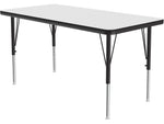 Correll Rectangular Activity Table, 60" x 24", Height-Adjustable, Frosty White/Black (A2460DE-REC-80)