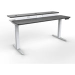 VersaDesk PowerLift Split-Level 60"W Electric Rectangular Adjustable Standing Desk, Black/White (PL2SD6030-WB)