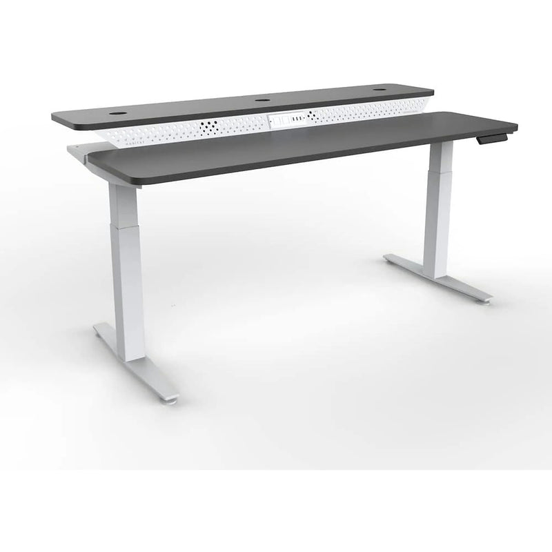 VersaDesk PowerLift Split-Level 60"W Electric Rectangular Adjustable Standing Desk, Black/White (PL2SD6030-WB)