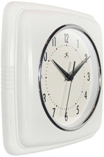 Infinity Instruments Square Retro White Wall Clock, 9.25" (13228WH-4103)