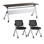 Bush Business Furniture Envision 72"W Foldable Training Room Table with 2 Chairs, Storm Gray (NVS004SG)