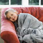 Bouncyband Soft Fleece 10 lb.Weighted Medium Sensory Blanket for Kids, 65" x 45", Gray (BBALPWB10GY)