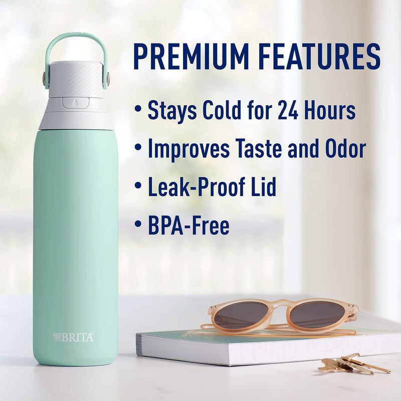 Brita Stainless Steel Filtered Water Bottle, 20 oz., Glacier (36448)