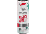 Celsius Sugar-Free Peach Vibe Sparkling Energy Drink, 12 fl. oz., 12 Cans/Carton (01043)