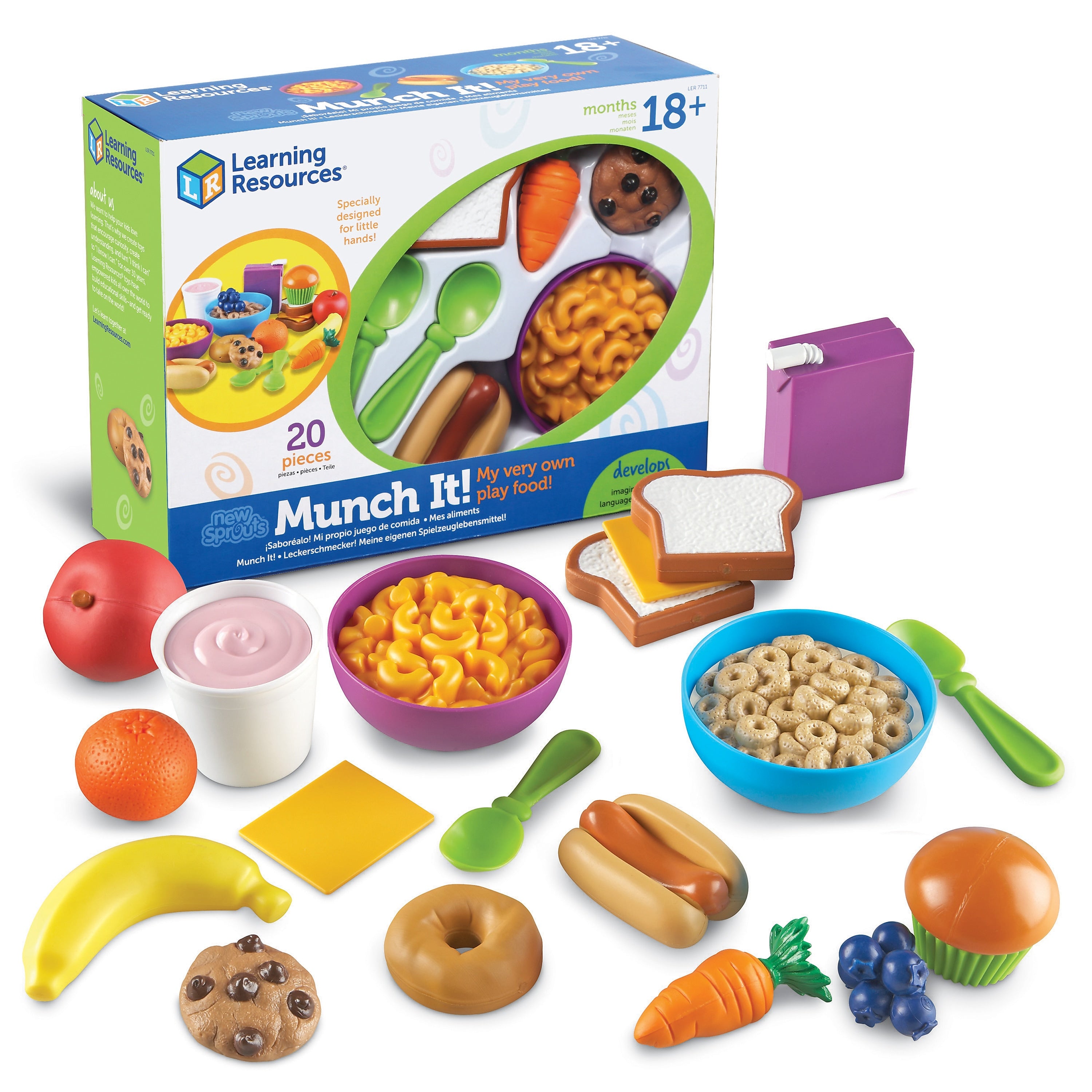 Learning Resources New Sprouts Munch It! Pretend Play Food, Play Food for Toddlers, 20 Pieces (LER7711)