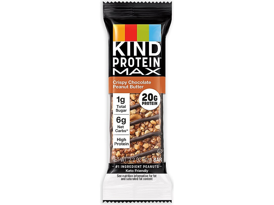 KIND Protein MAX Gluten Free Crispy Chocolate Peanut Butter Protein Bar, 2.2 oz., 12 Bars/Box (43470)