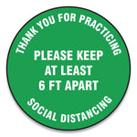 Accuform Slip-Gard Floor Signs, 12" Circle, "Thank You For Practicing Social Distancing...", Green, 25/PK (GN1MFS424ESP)