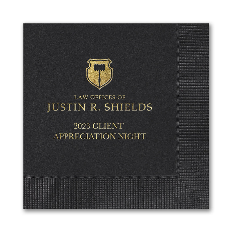 Black Luncheon Napkin - Foil Imprint, 100/BX