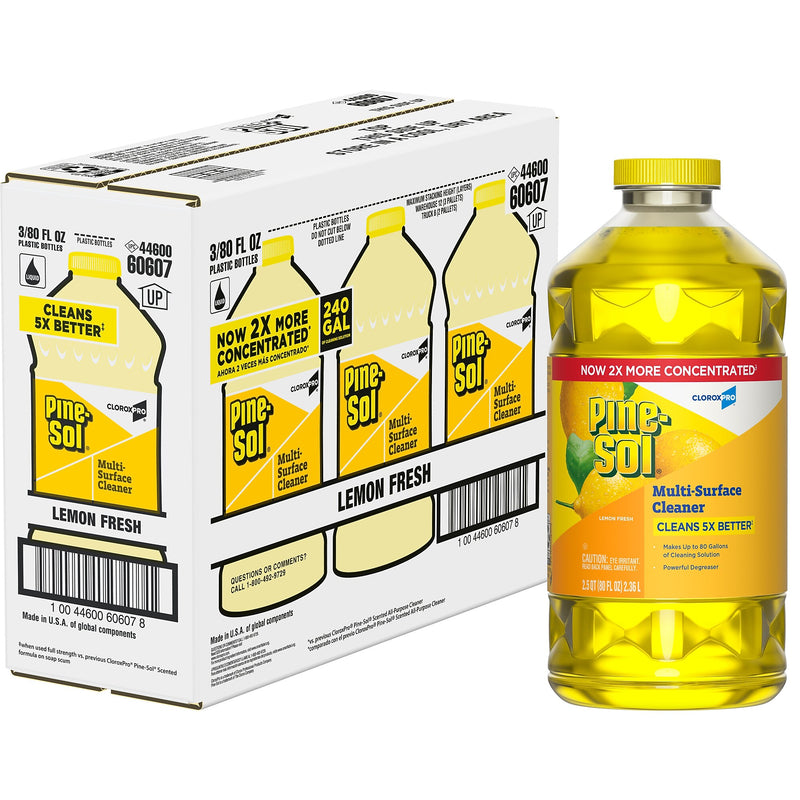 Pine-Sol Multi-Surface Cleaner/Degreaser, Lemon Fresh Scent, 80 Fl. Oz. 3/Carton (60607CT)