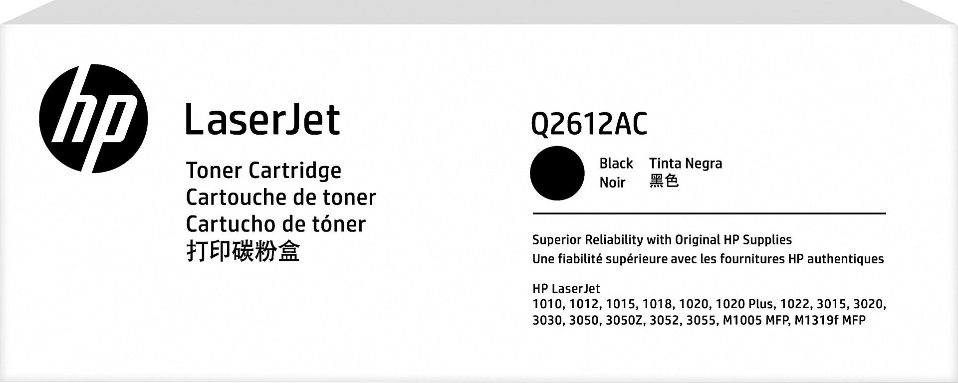 HP 12AC Black Standard Yield Toner Cartridge, Prints Up to 2,000 Pages (Q2612AC)
