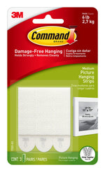 Command Medium Hanging Strips, 6 lb., White, 3/Pack (17201-ES)