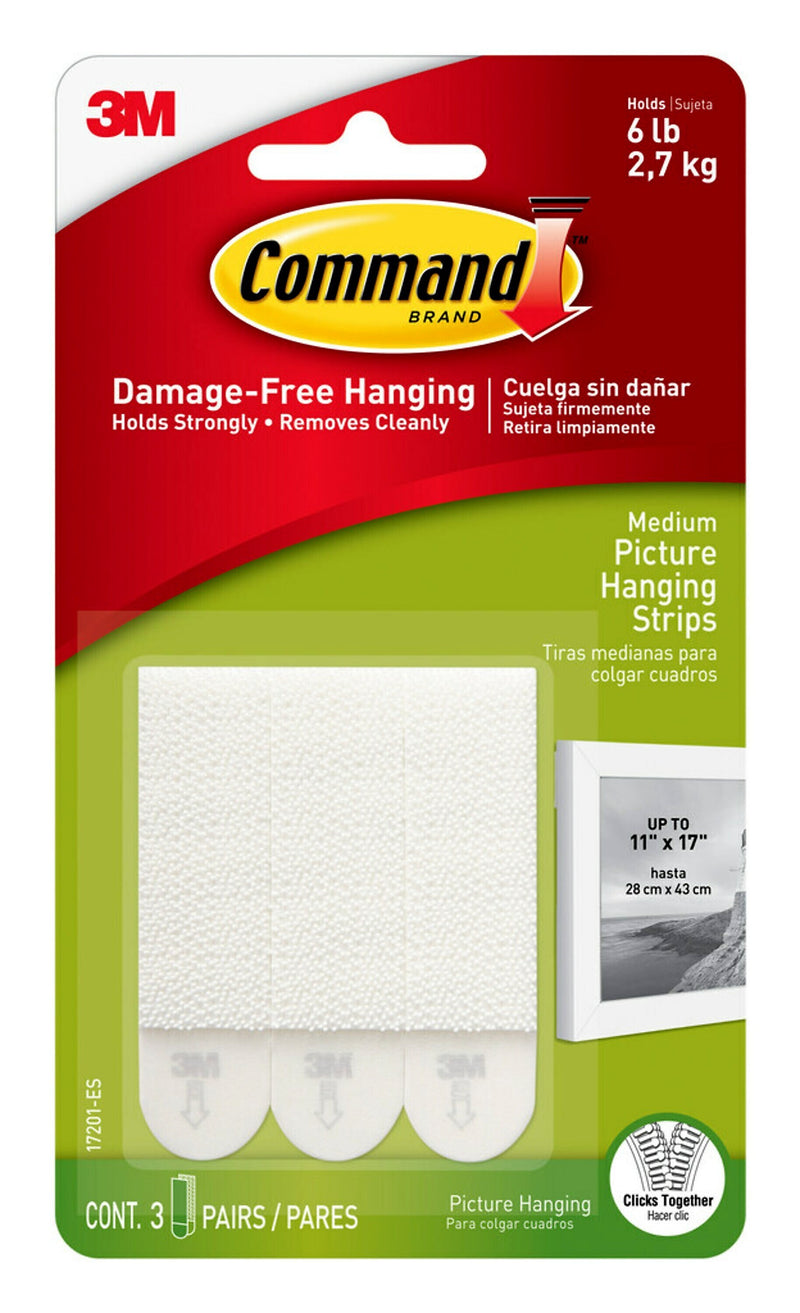 Command Medium Hanging Strips, 6 lb., White, 3/Pack (17201-ES)