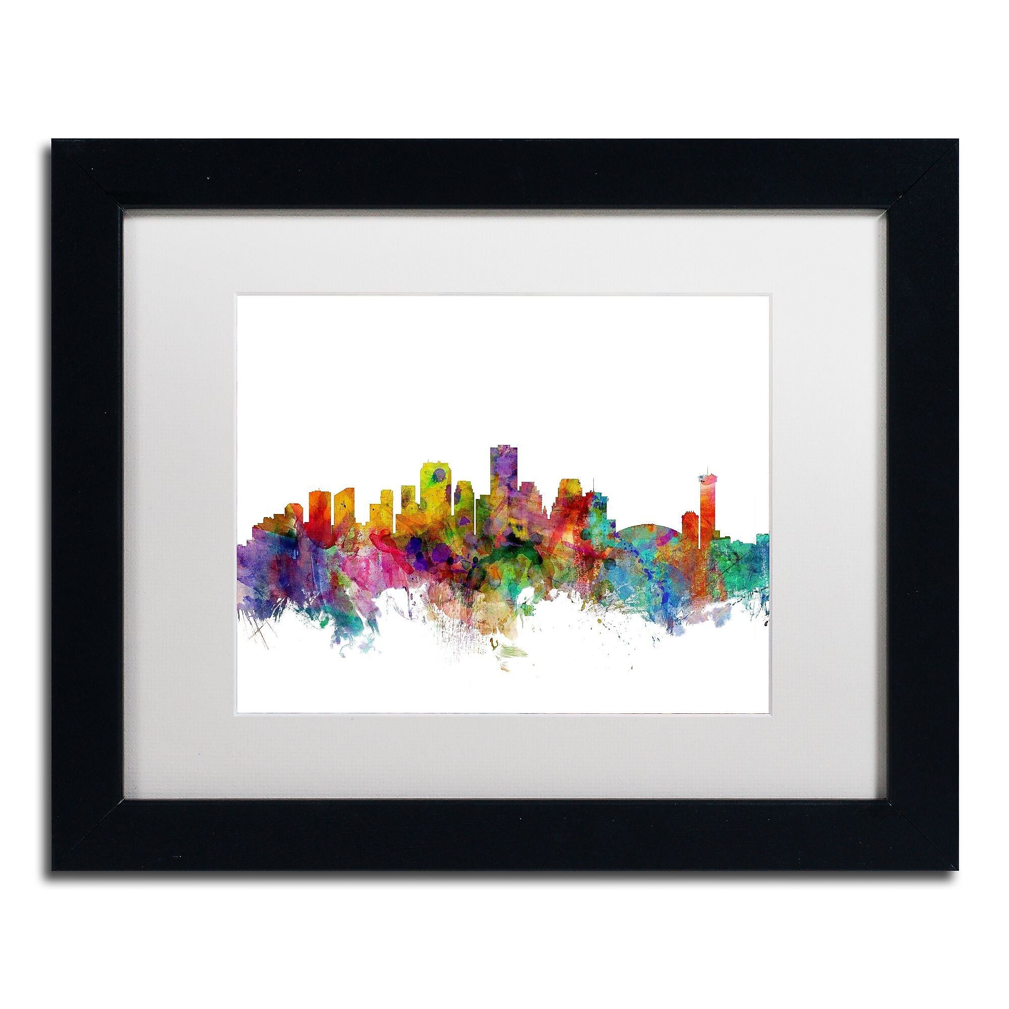 Trademark Fine Art ''New Orleans Louisiana Skyline'' by Michael Tompsett 11" x 14" White Matted Black Frame (MT0571-B1114MF)