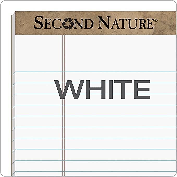 TOPS Second Nature Notepad, 8.5" x 11.75", Wide Ruled, White, 50 Sheets/Pad, Dozen (74880)