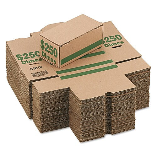 SecurIT Coin Box, Dimes, $250, Green, 50/CT (PMC61010)
