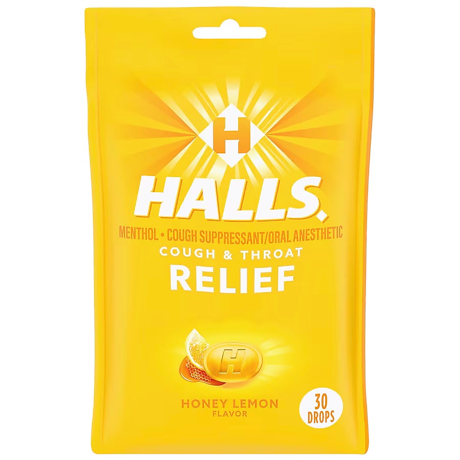 Halls Menthol Cough Drops, Honey Lemon, 30/Pack (62183/5306-OWN)