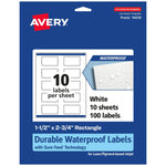 Avery Laser/Inkjet Rectangle Durable Waterproof Labels, 1.5" x 2.75", White, 100 Labels/Pack (94230)