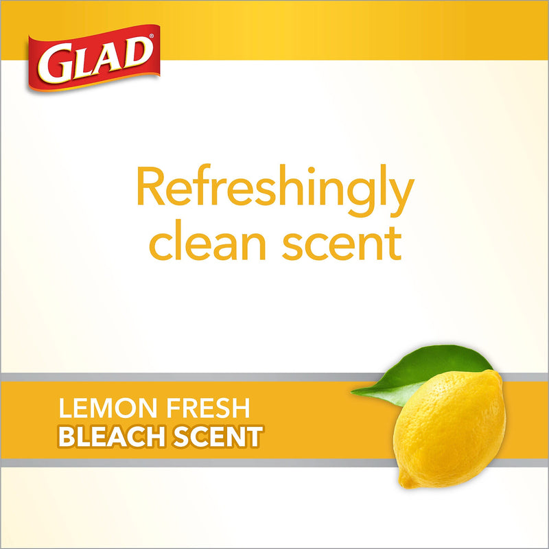 Glad Medium Drawstring Trash Bags with Clorox, 8 Gallon, Grey, Lemon Fresh Bleach Scent, 26/Box(79316)