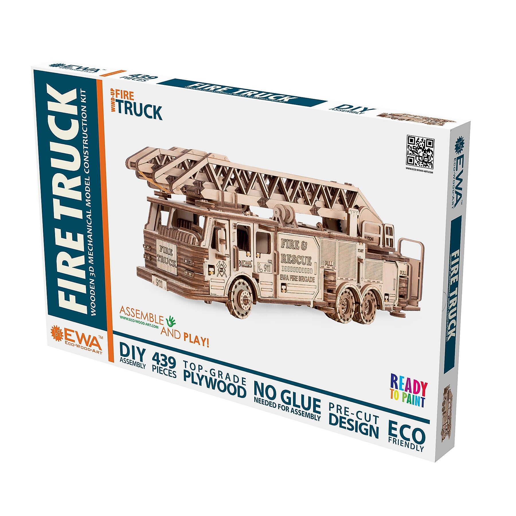 EWA Eco-Wood-Art Fire Truck 3D Wooden STEM Construction Kit, 439 Pieces/Set (AVRAV0523504)