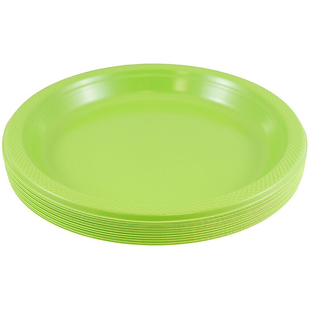 JAM PAPER 9" Plastic Plates, Lime Green, 60 Plates/Pack (9255320685g)