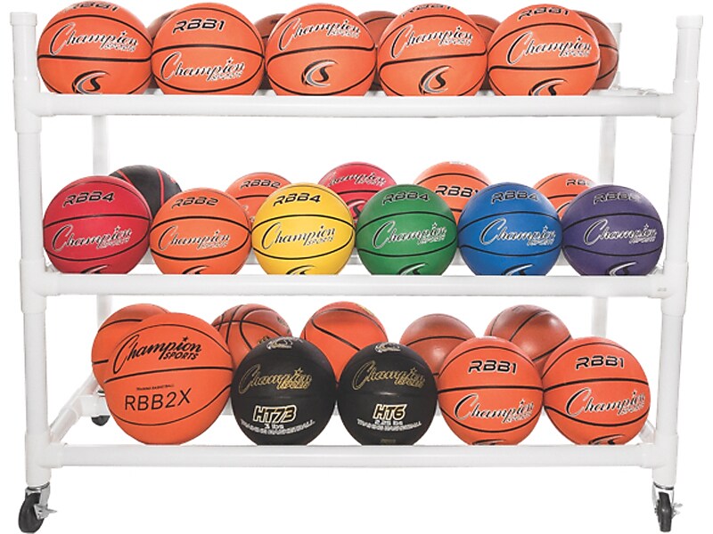 Champion Sports Heavy-Duty Basketball Cart, White (30CART)