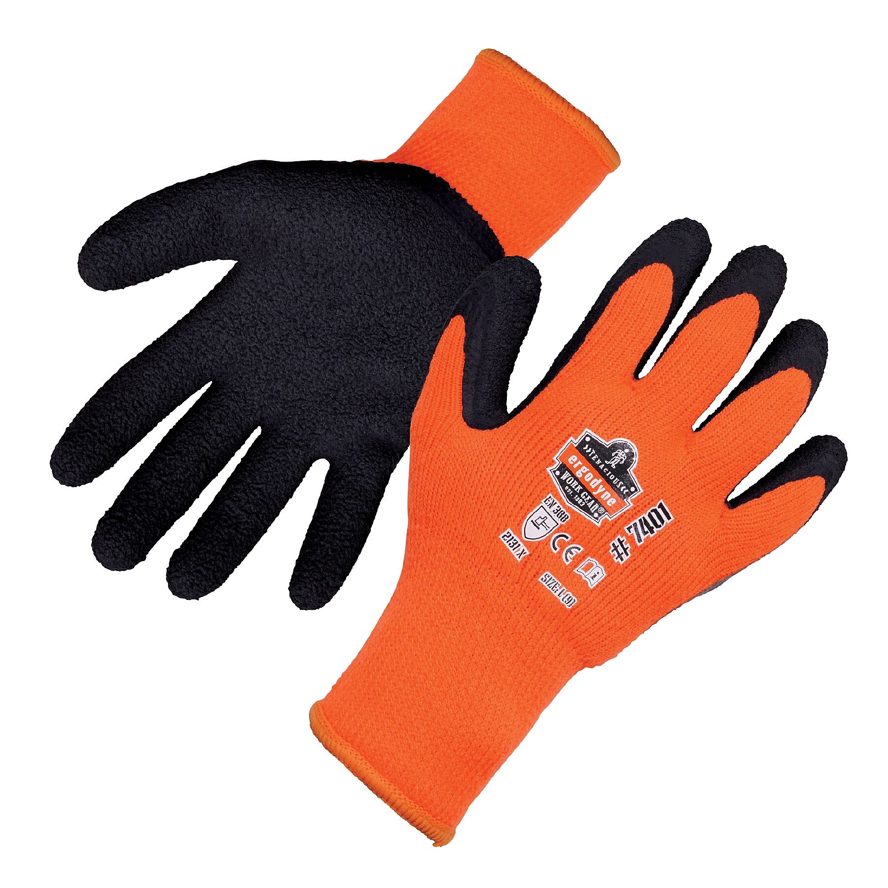 Ergodyne ProFlex 7401 Latex Coated Cold Resistant Gloves, 2XL, Orange, 1 Pair (17626)