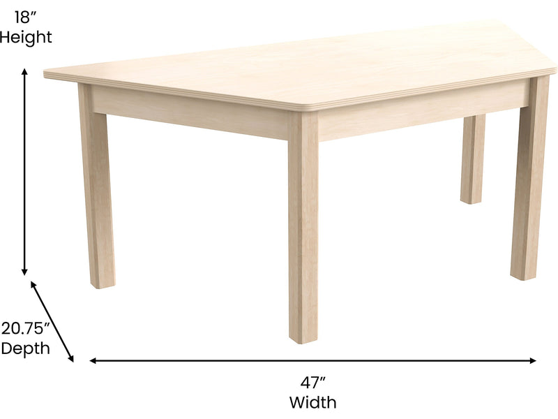 Flash Furniture Bright Beginnings Hercules Trapezoid Table, 47" x 20.75", Beech (MK-ME088017-GG)