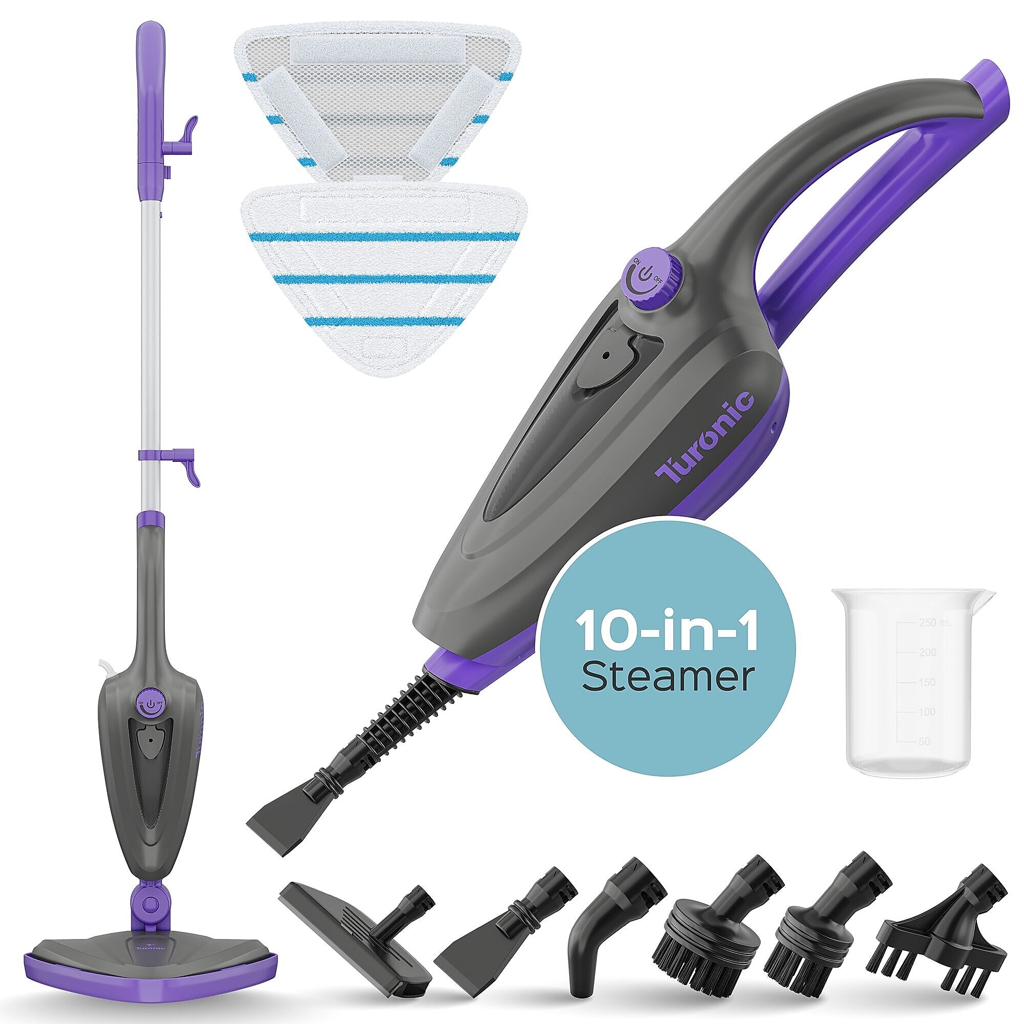 Treblab Turonic 10-in-1 1500W Steam Mop with Detachable Handle, Purple/White (ST3)