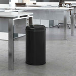 iTouchless Stainless Steel Round Sensor Trash Can with AbsorbX Odor Control System, 8 Gallon, Black (MT08RB)