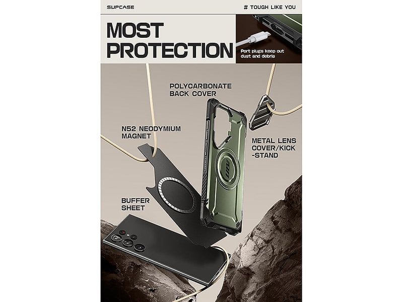 SUPCASE Unicorn Beetle MAG XT MagSafe Samsung Galaxy S24 Ultra, Shock Absorbing, Dark Green (GXYS24U5GMXTGN)