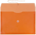 JAM Paper Premium Plastic Filing Envelope with Button & String Closure, Legal, Orange, 3/Pack (219B1ORX3)