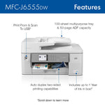 Brother INKvestment Tank MFC-J6555DW Wireless Color Inkjet Printer, All-In-One Supertank, Print, Scan, Copy, Fax
