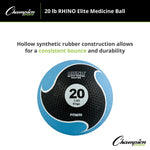 Champion Sports 20 lbs. Rhino Elite Medicine Ball, Blue (CHMP702)
