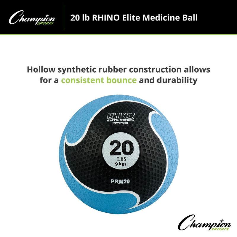 Champion Sports 20 lbs. Rhino Elite Medicine Ball, Blue (CHMP702)