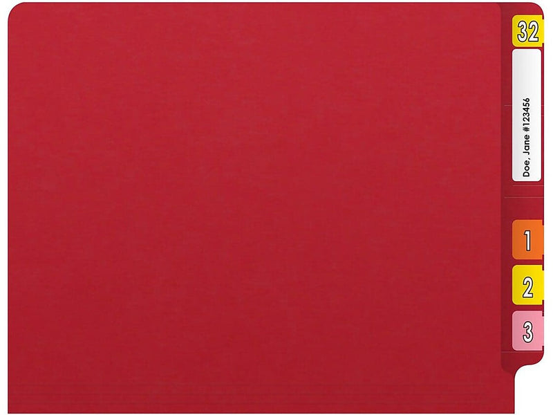 Medical Arts Press Reinforced End Tab File Folder, Straight Cut, Letter-Size, Red, 50/Box (S-01602-RED)