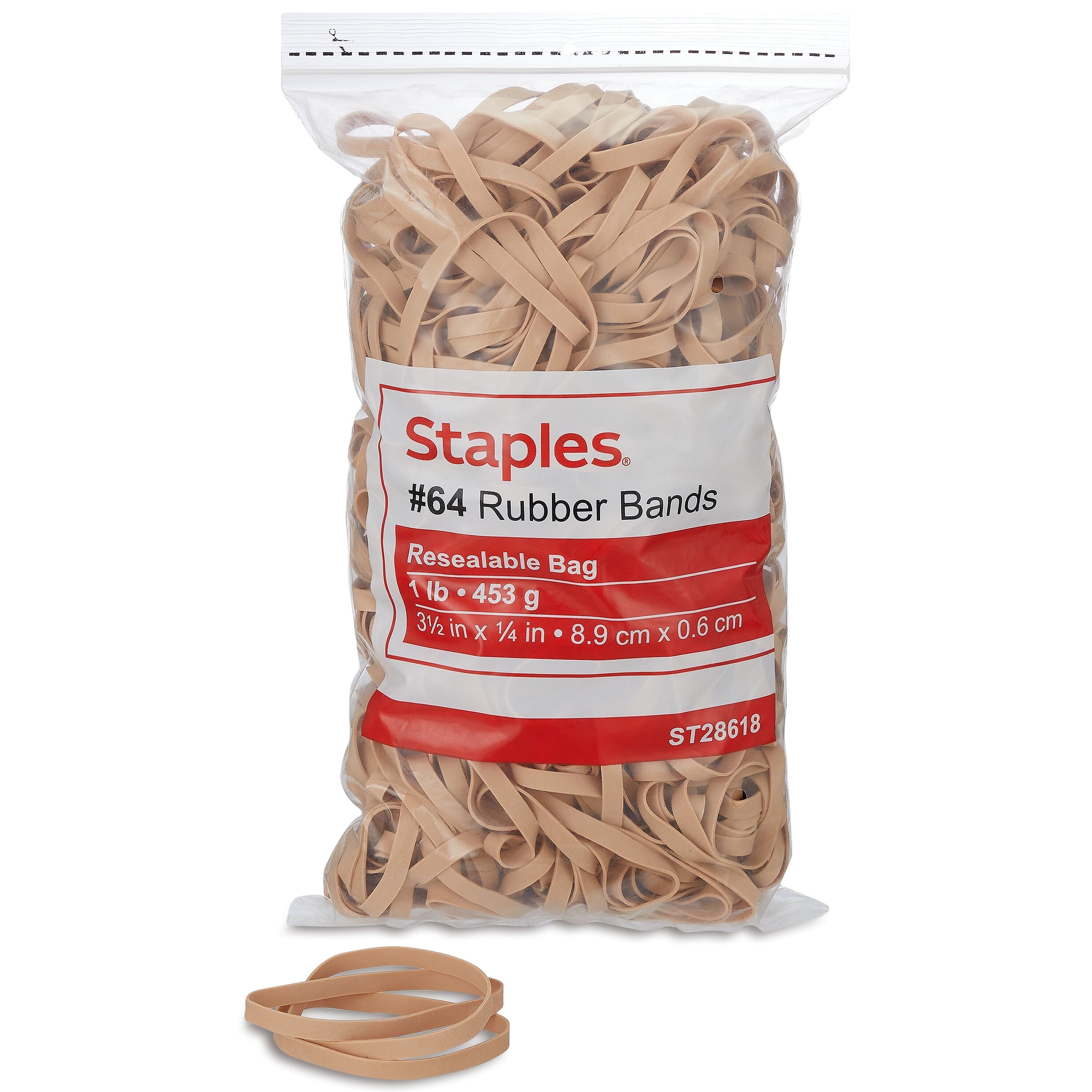 Staples Economy #64 Rubber Bands, 3-1/2"x1/4", 380/Pack (28618-CC)