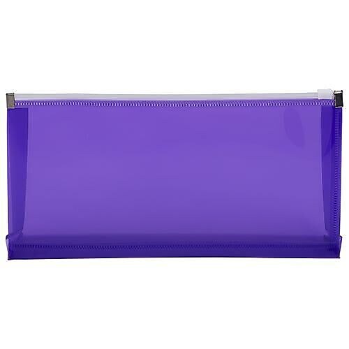 JAM Paper Premium Plastic Expanding Wallet with Zipper Closure, 5" x 10", Purple, 3/Pack (921Z1PUX3)