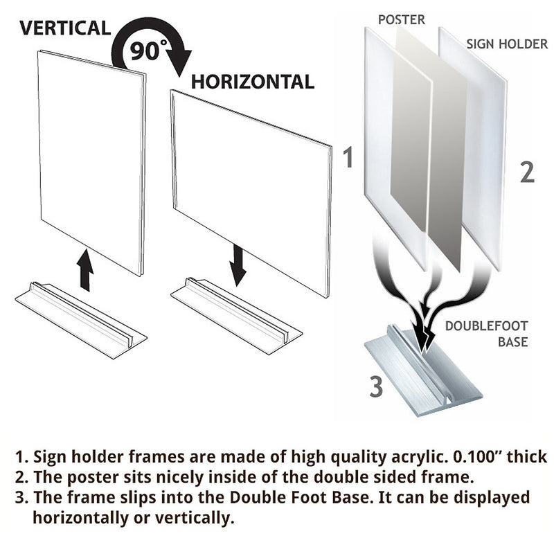 Azar Sign Holder, 5" x 7", Table Top, Clear, Acrylic, 10/Pack (102722-10PK)