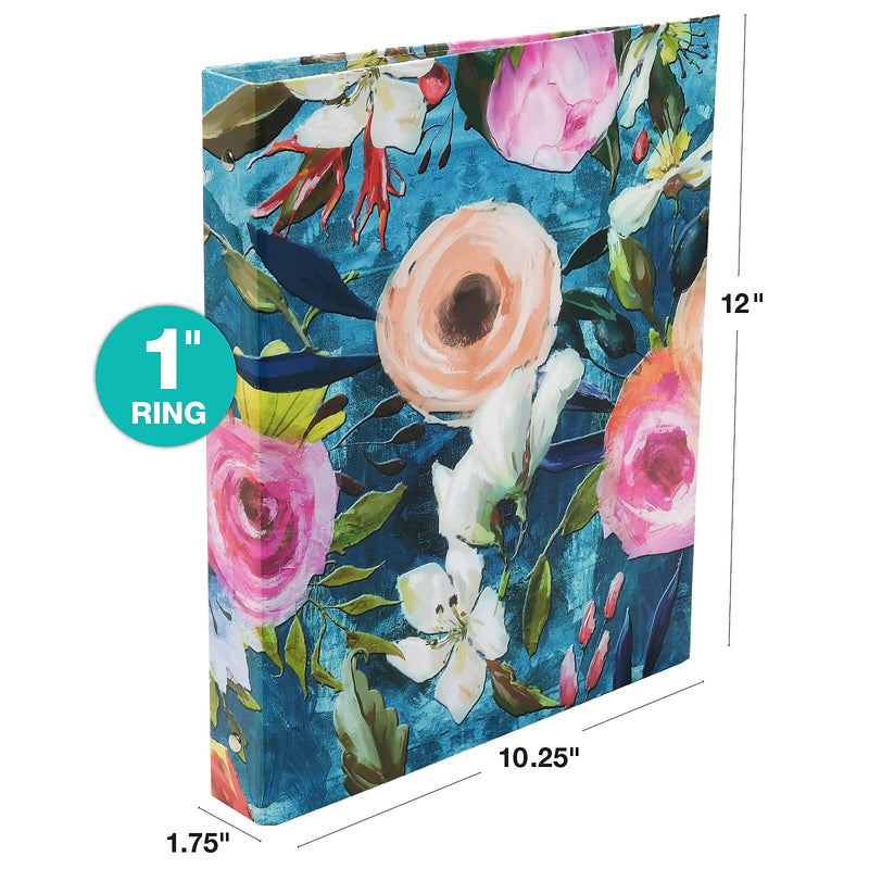 Global Printed Products Floral 1" 3-Ring Non-View Binders, Multicolored, 4/Pack (GPP-0096-B)