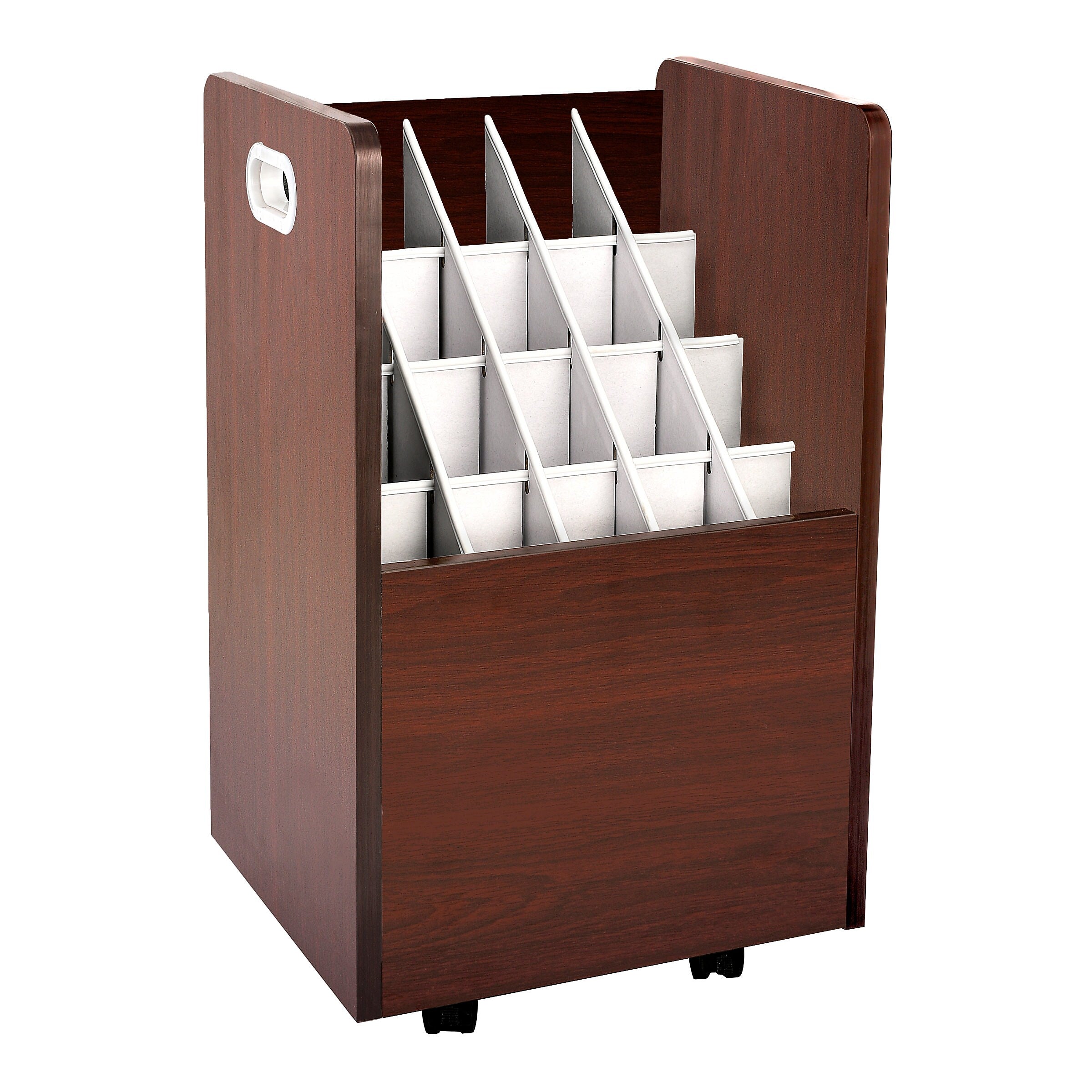 AdirOffice 20-Slot Mobile Roll File, 24.75"H x 15.25"W x 13.25"D, Mahogany (624-MA-KIT1)