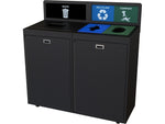 CleanRiver TIM Plastic Three-Stream Recycling Station, 72 Gallon, Black (TIM72-3-WRC-BK)