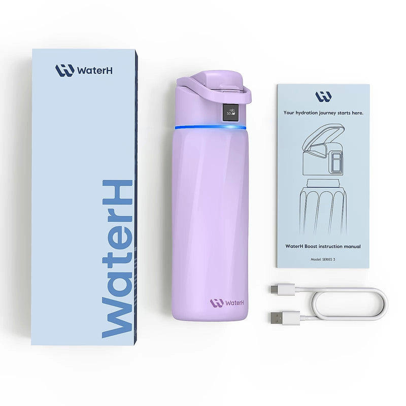 WaterH BOOST Stainless Steel Triple Wall Insulated Smart Water Bottle, 24 oz., Purple (B003-24OZ-PL)