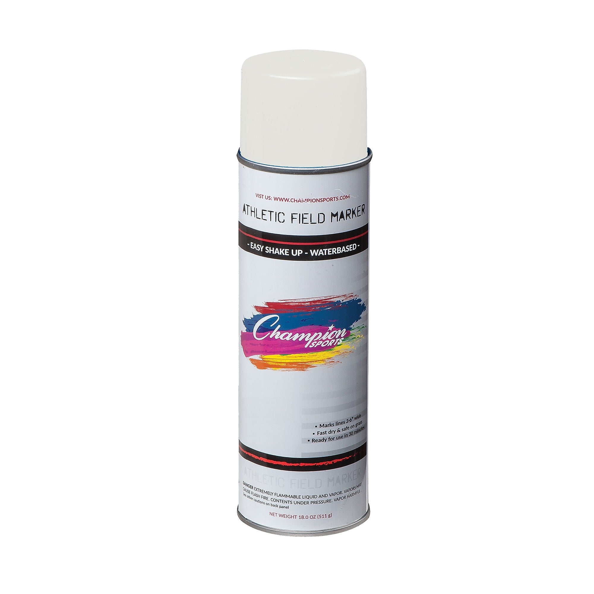 Champion Sports Athletic Field Marker Waterbased Paint, White, Case of 12