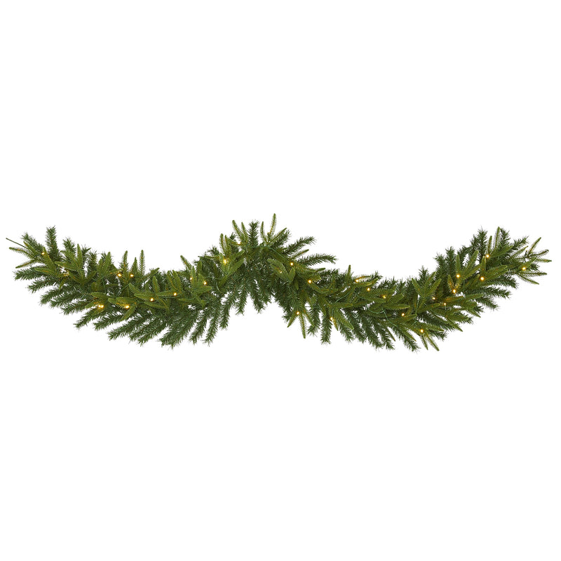 Nearly Natural 6-ft Green Pine Artificial Christmas Garland with 35 Clear LED Lights (W1109)