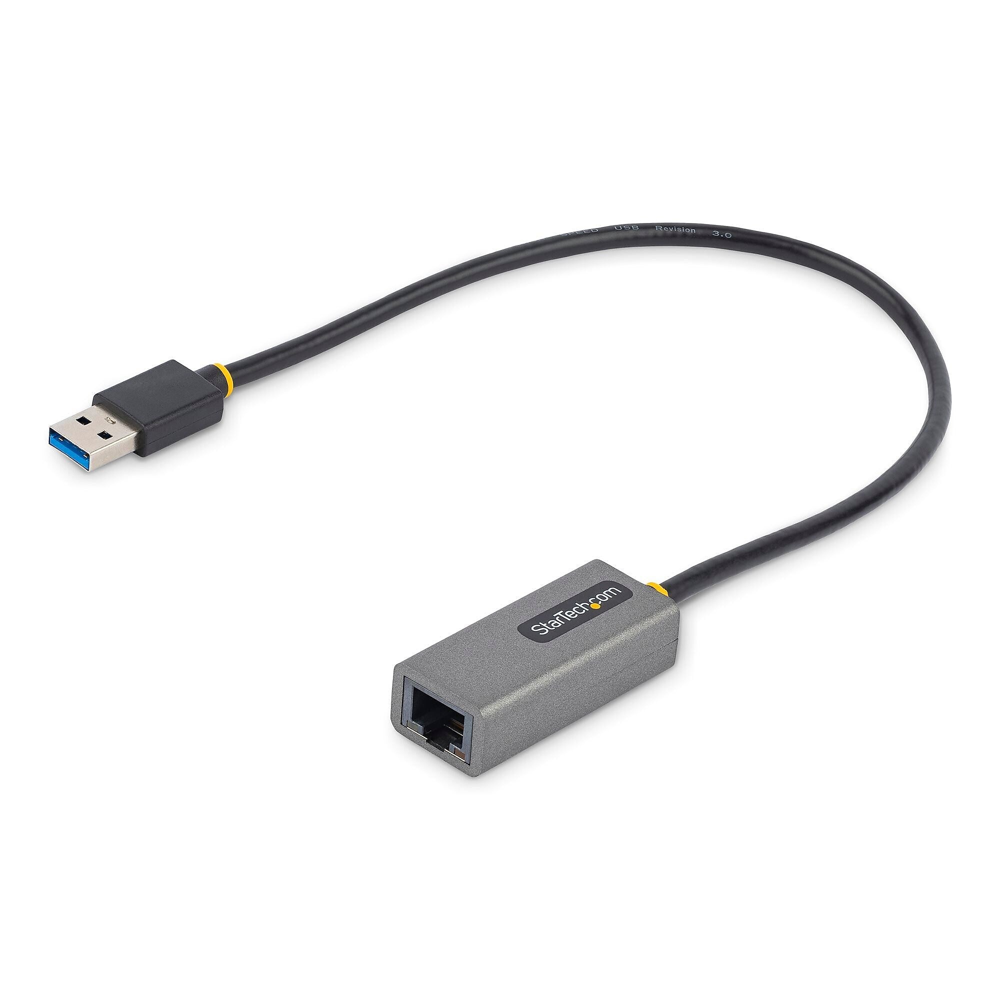 StarTech USB to Ethernet Adptr, USB 3.0 to 10/100/1000 Gigabit Ethernet LAN Adapter, 1ft/30cm Attached Cable, USB to RJ45 Adptr