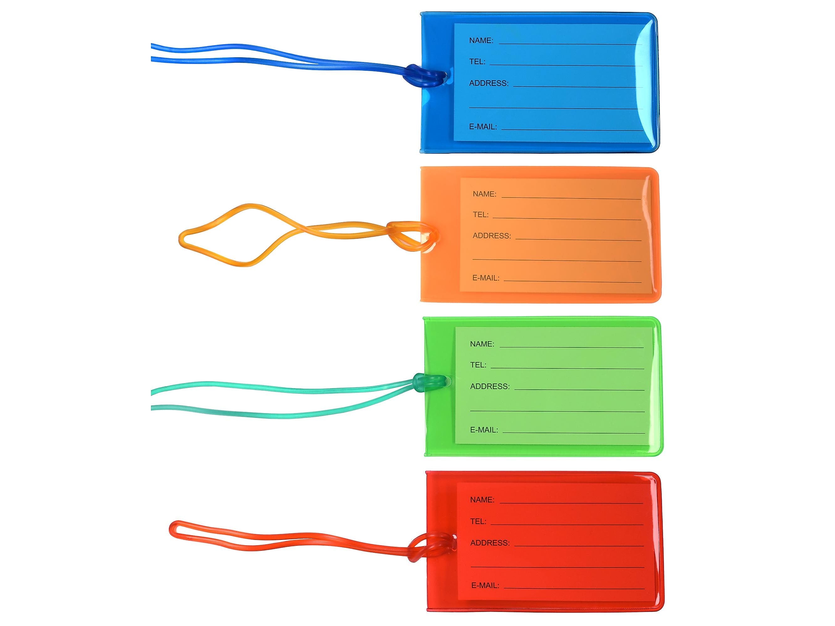 Excello Global Products Luggage Tag, Assorted Colors, 4/Pack (SPLS-TRVL-0002)